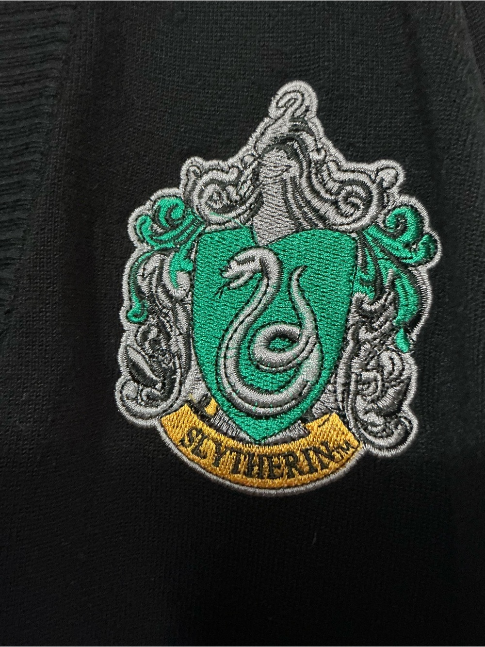 Black Button-Front Cardigan with Green Crest Detail - Women's - Picture 7 of 7